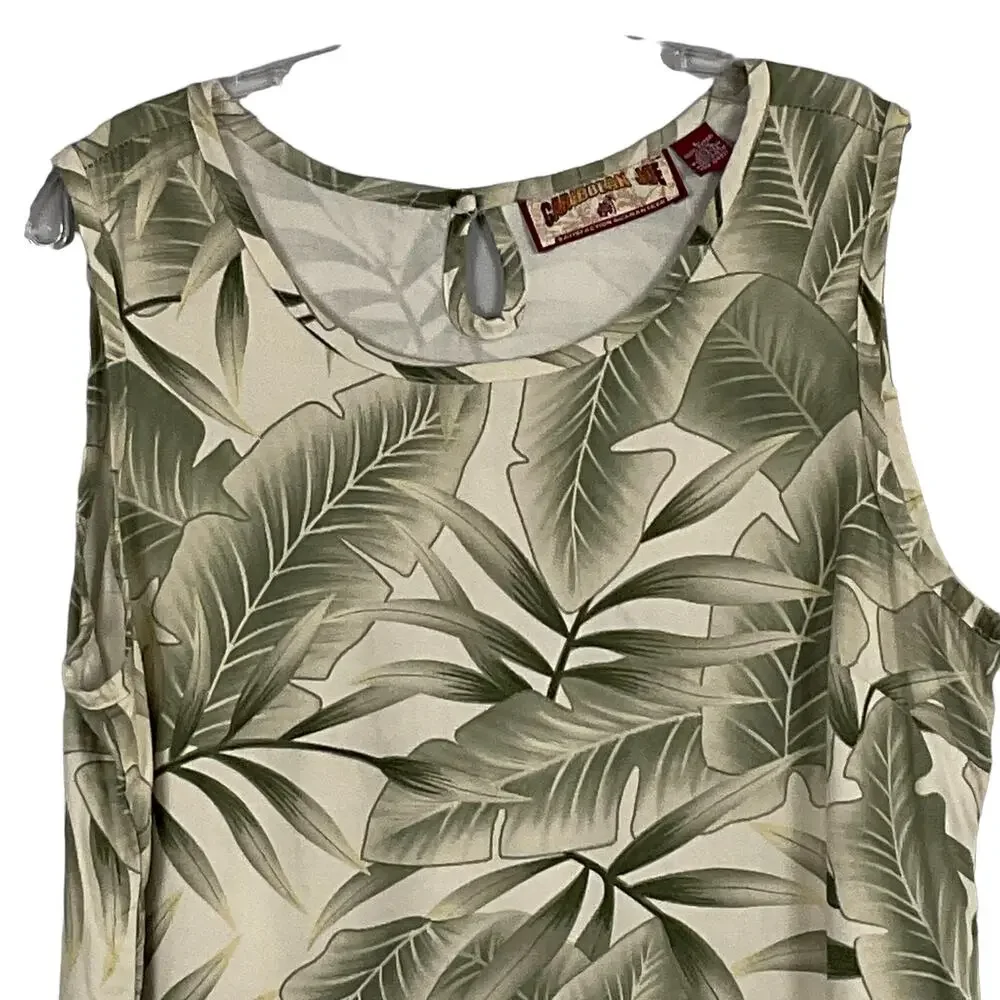 Caribbean Joe Maxi Dress Sheath Column Hawaiian Shirt Jacket Large Fern Tropical - Picture 6 of 15